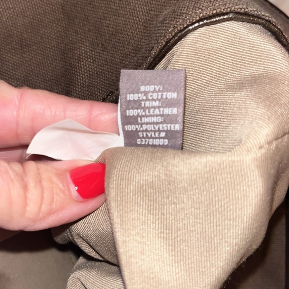 J.Jill thick canvas large tote with leather trim & handles, open side pockets OS - Picture 8 of 9